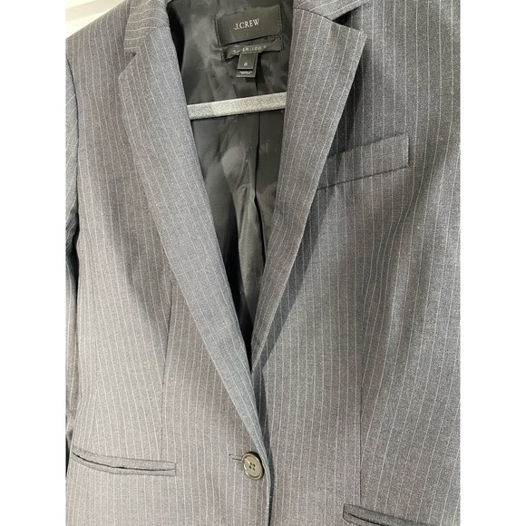 J.CREW Gray Striped Wool Blazer - Women's Size 0 - Preowned WC46 - Picture 14 of 14